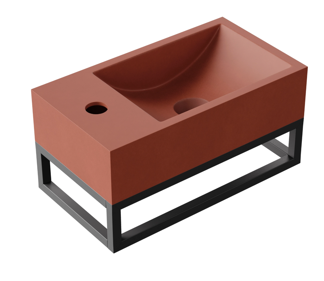 Hib - Entero Concrete Vessel Basin Wall Hung – Brick Red