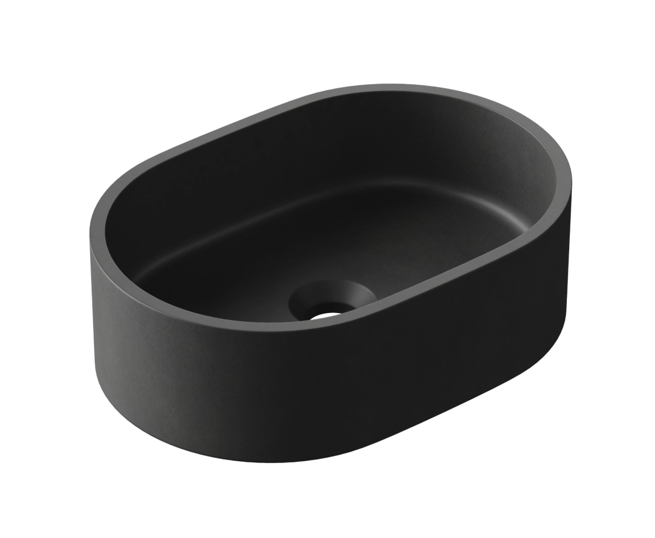 Hib - Entero Concrete Pill Shaped Vessel Basin - Onyx Black