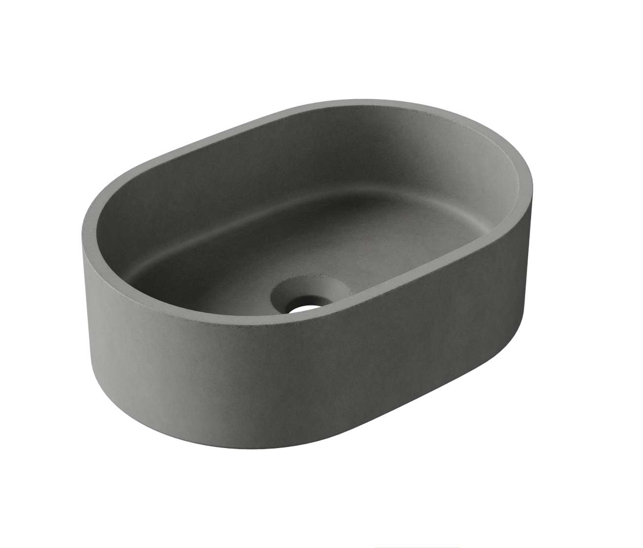 Hib - Entero Concrete Pill Shaped Vessel Basin - Onyx Black
