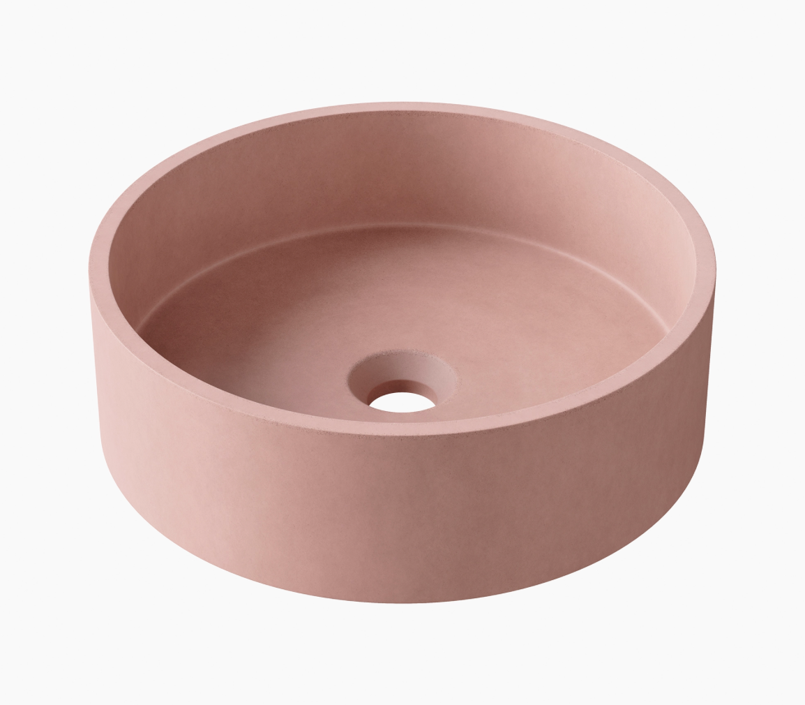 Hib - Entero Concrete Round Vessel Basin - Dusky Pink