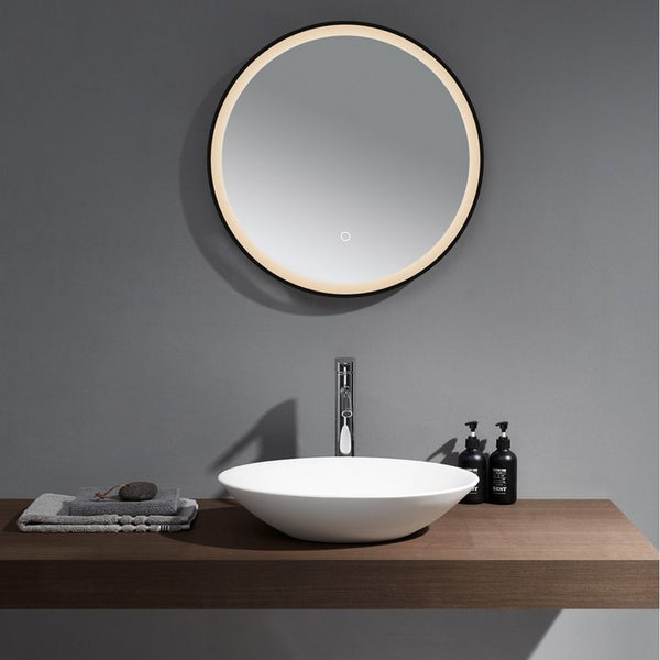 Kartell Guadalquivir 600mm Round Illuminated LED Mirror - Black Glass