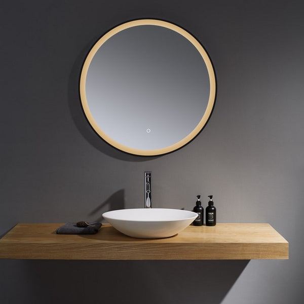 Kartell Guadalquivir 800mm Round Illuminated LED Mirror - Black Glass