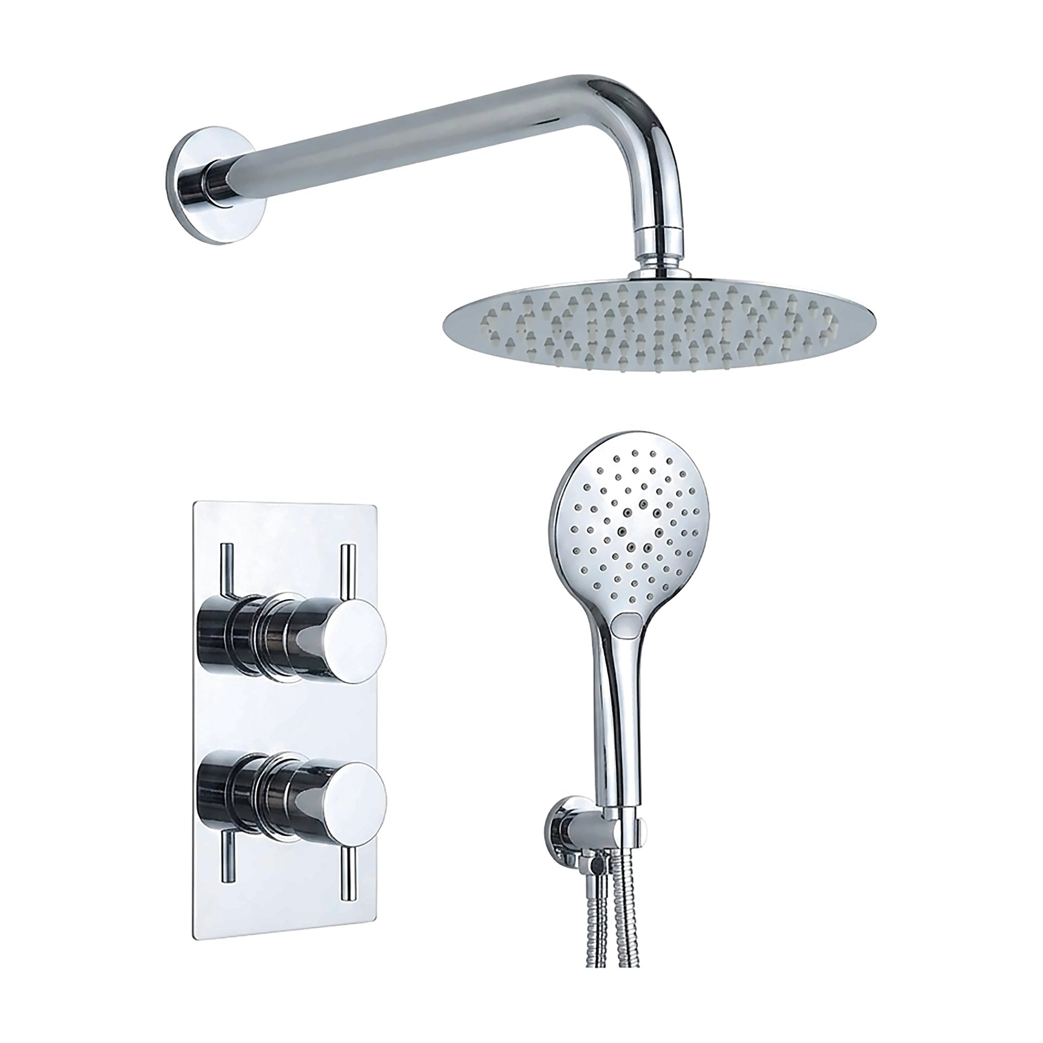 Tailored Bathrooms round concealed thermostatic 2 handle 2 way shower kit with stainless steel head in Chrome