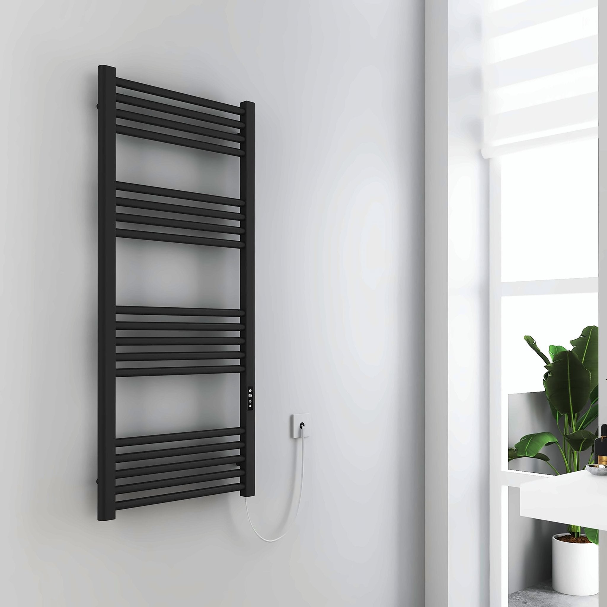 Tailored Bathrooms Paloma electric towel warmer in Matte Black