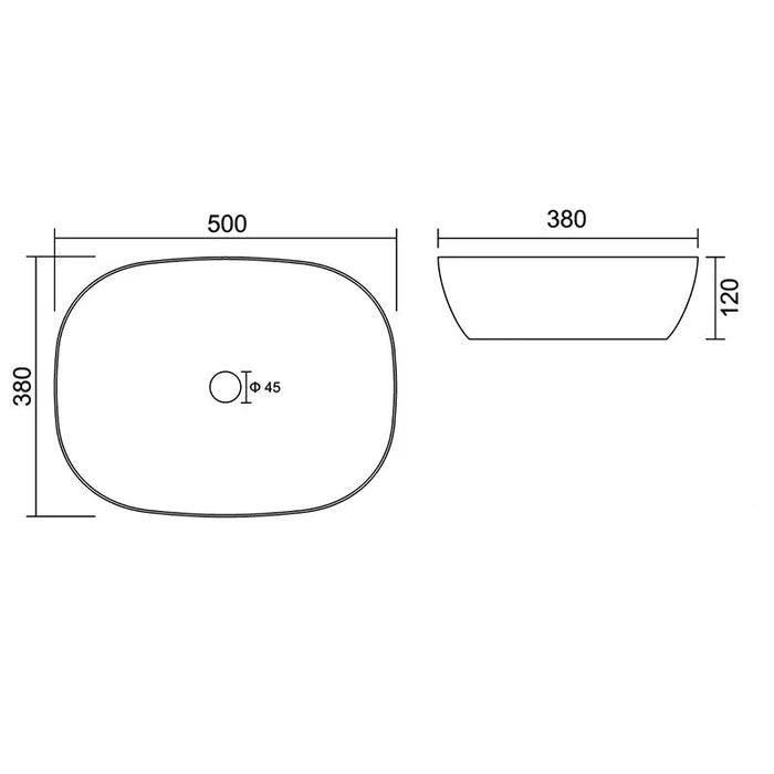 Tailored Bathrooms - Lucca Counter Top Ceramic Basin 500 x 380mm - Gloss White