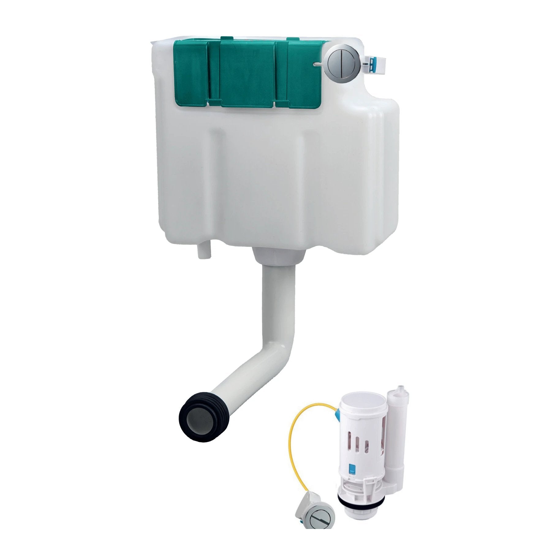 Tailored Bathrooms Plumb Essentials concealed cistern with chrome push button and flush valve
