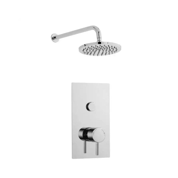 Kartell Single Round Push Button Thermostatic Shower With Fixed Overhead Drencher, Chrome