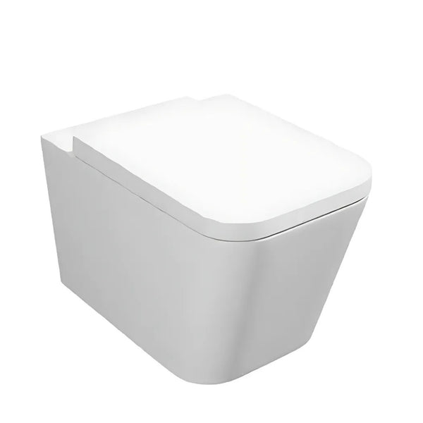 Kartell Genoa Square Back To Wall WC Pan with Premium Soft Close Seat, White