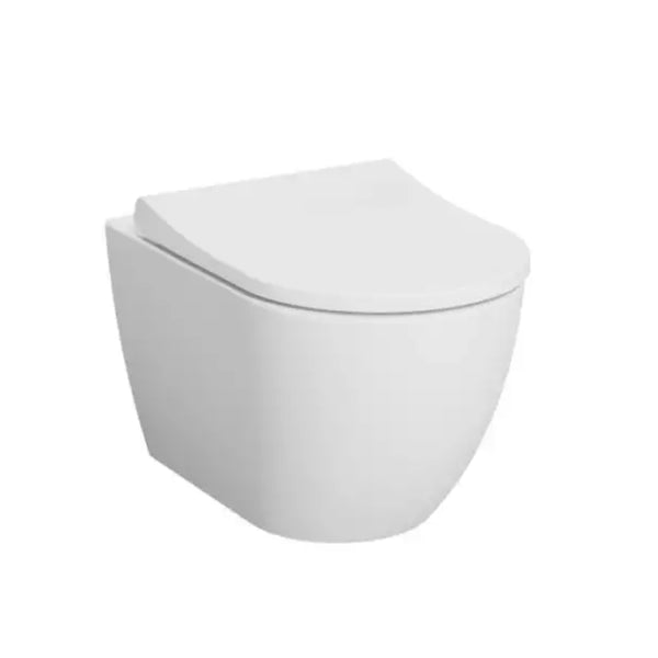 Kartell Eklipse Round Wall Hung Rimless Wc Pan with Soft Close Seat, White