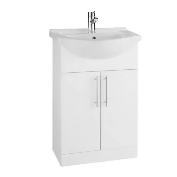 Kartell Impakt 1 Door Floor Standing Vanity Unit With Basin 550mm x 300mm White