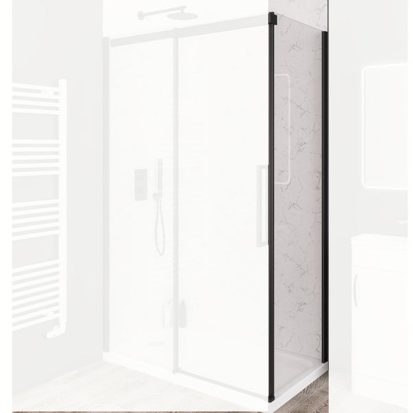 Eastbrook Corniche 2000 8mm Glass Side Panel, 2000mm x 760mm - Matt Black