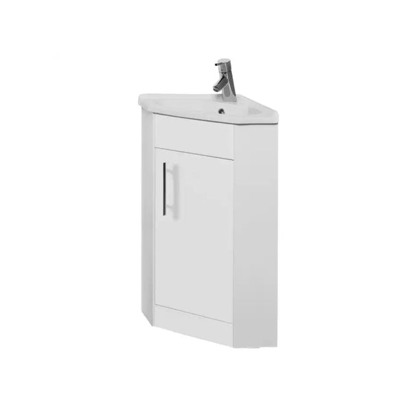 Kartell Impakt Gloss Finish Corner Designer Basin with Vanity Unit White