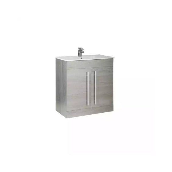 Kartell Purity F/S 2 Drawer Vanity with Ceramic Basin 800mm x 450mm Silver Oak