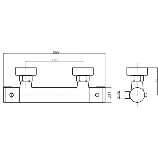 Nuie Minimalist Thermostatic Bar Valve