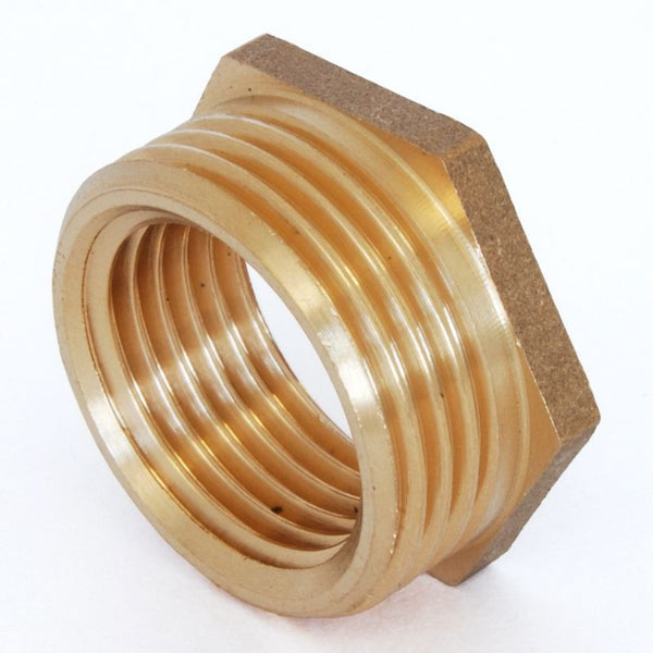 Plumbers Choice 3/4 inch BSPT x 1/2 inch BSPP M/F Polished Brass