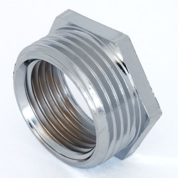 Plumbers Choice 3/4 inch BSPT x 1/2 inch BSPP M/F Chrome