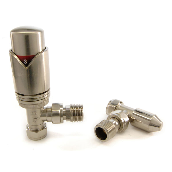 Plumbers Choice Wave Angled Brass TRV Wheel-Head and Lock shield