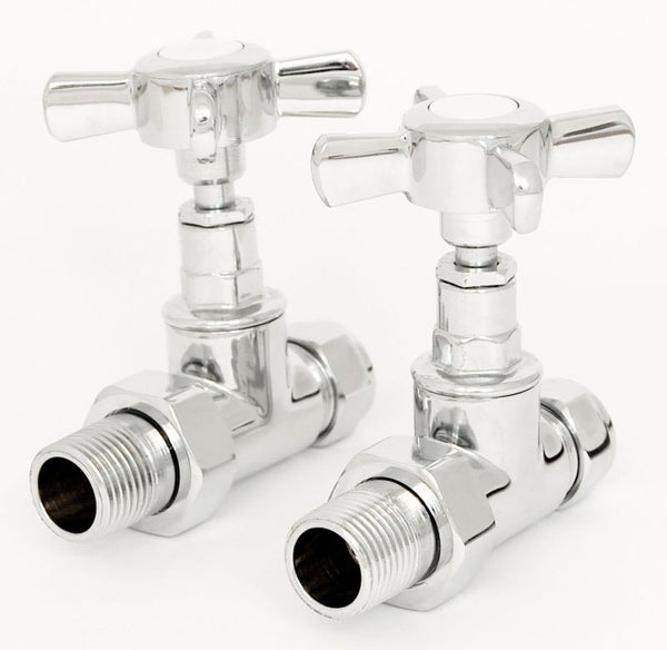 Plumbers Choice Westminster Straight Brass Cross-Head Rad Pair Valves