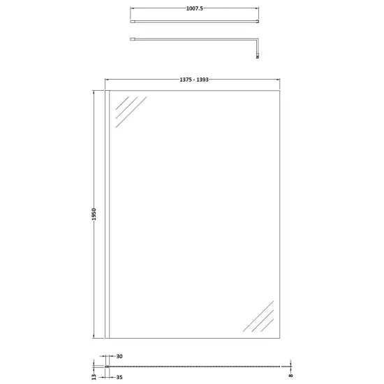 Hudson Reed 1400mm Wetroom Screen & Support Bar