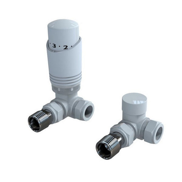 Kartell K-Design TRV Corner Twin Radiator Valve Pack, White