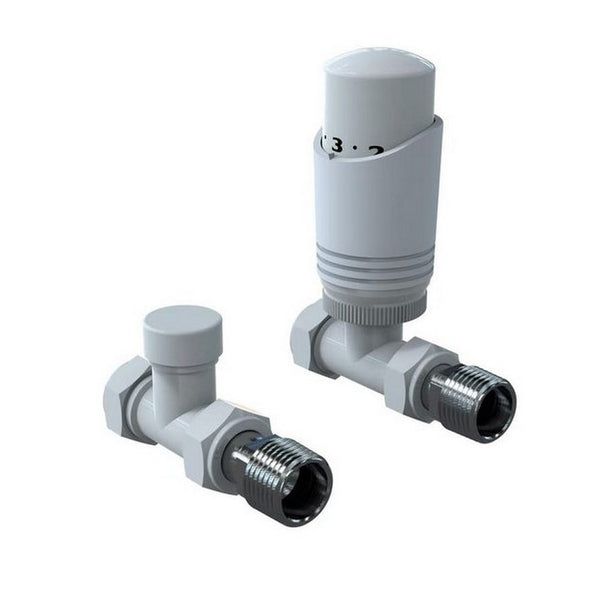 Kartell K-Design TRV Straight Twin Radiator Valve Pack, White
