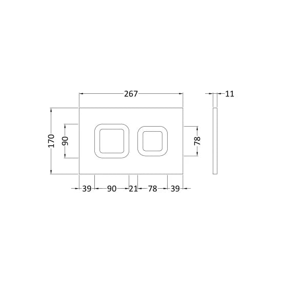 Hudson Reed - Square Dual Flush Push Button - Brushed Brass