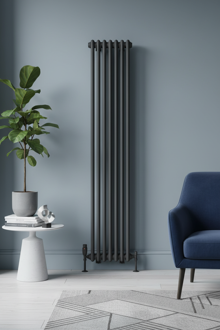 Anthracite radiator close-up view