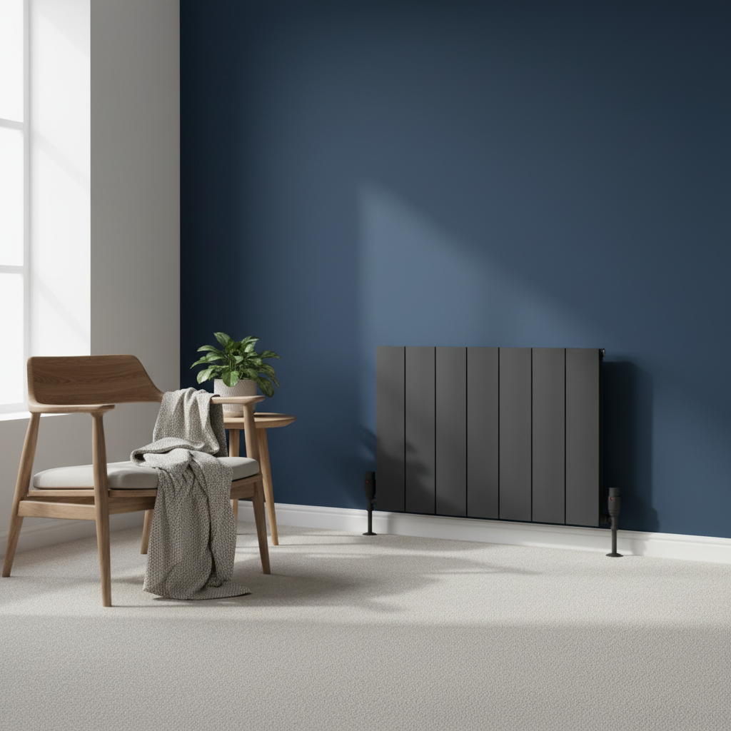 Anthracite radiator in Scandinavian style room