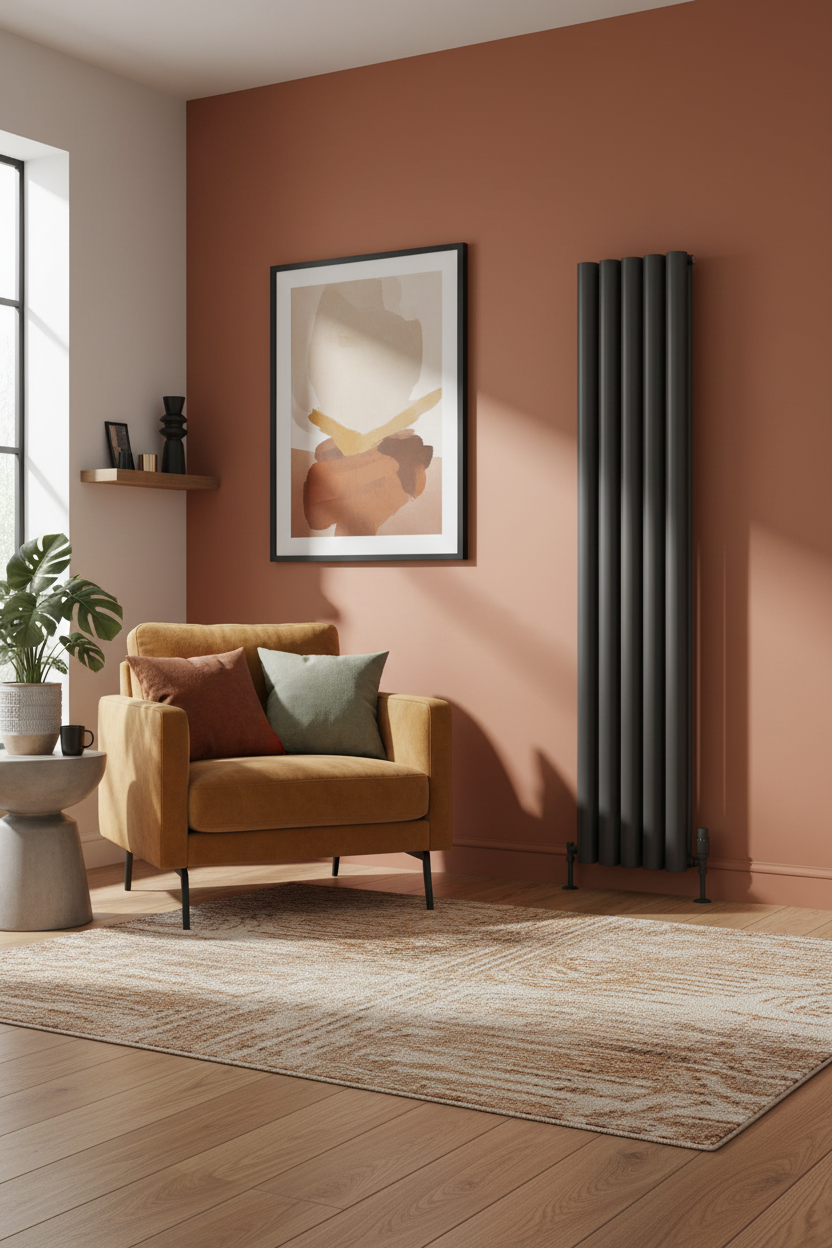 Anthracite radiator with warm colors