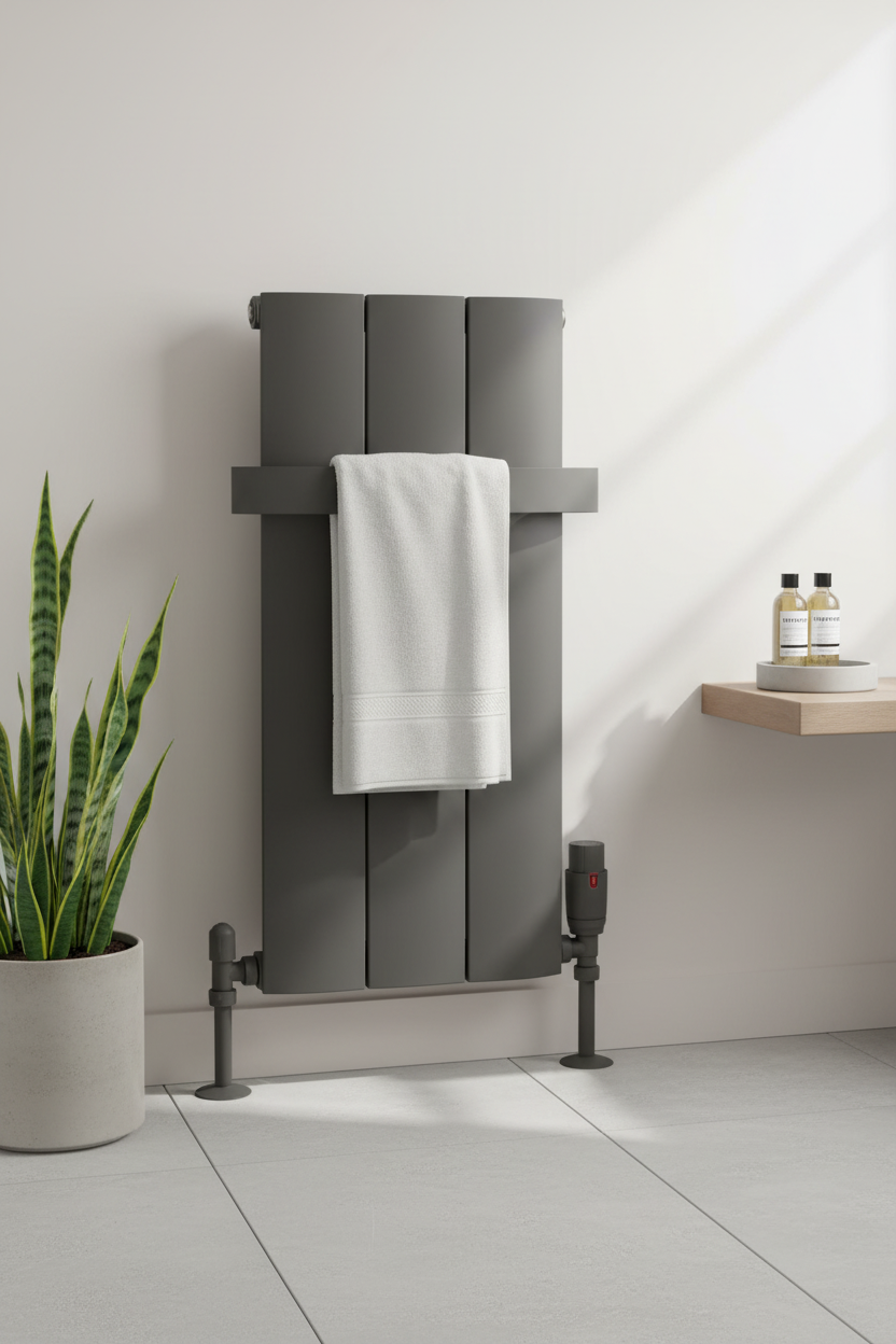 Anthracite radiator without rolled towels