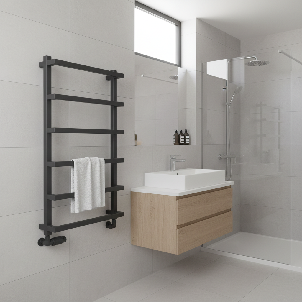 Anthracite towel rail lifestyle image