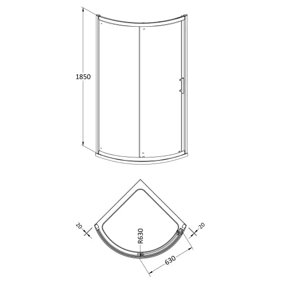 Hudson Reed Pacific 860mm Single Entry Quadrant Enclosure 6mm Glass