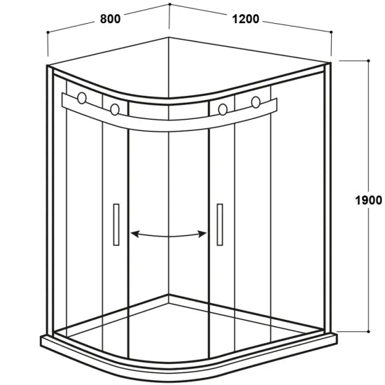 Aquadart Venturi 8+ Frameless 800 x 1200mm Offset Quad Enclosure