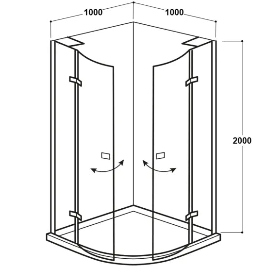 Aquadart Venturi 8+ Minimal Hinged Door Quad 1000 Black