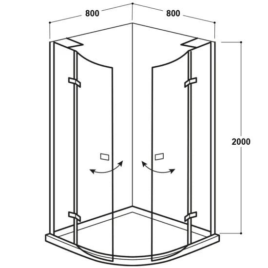 Aquadart Venturi 8+ Minimal Hinged Door Quad 800 Black