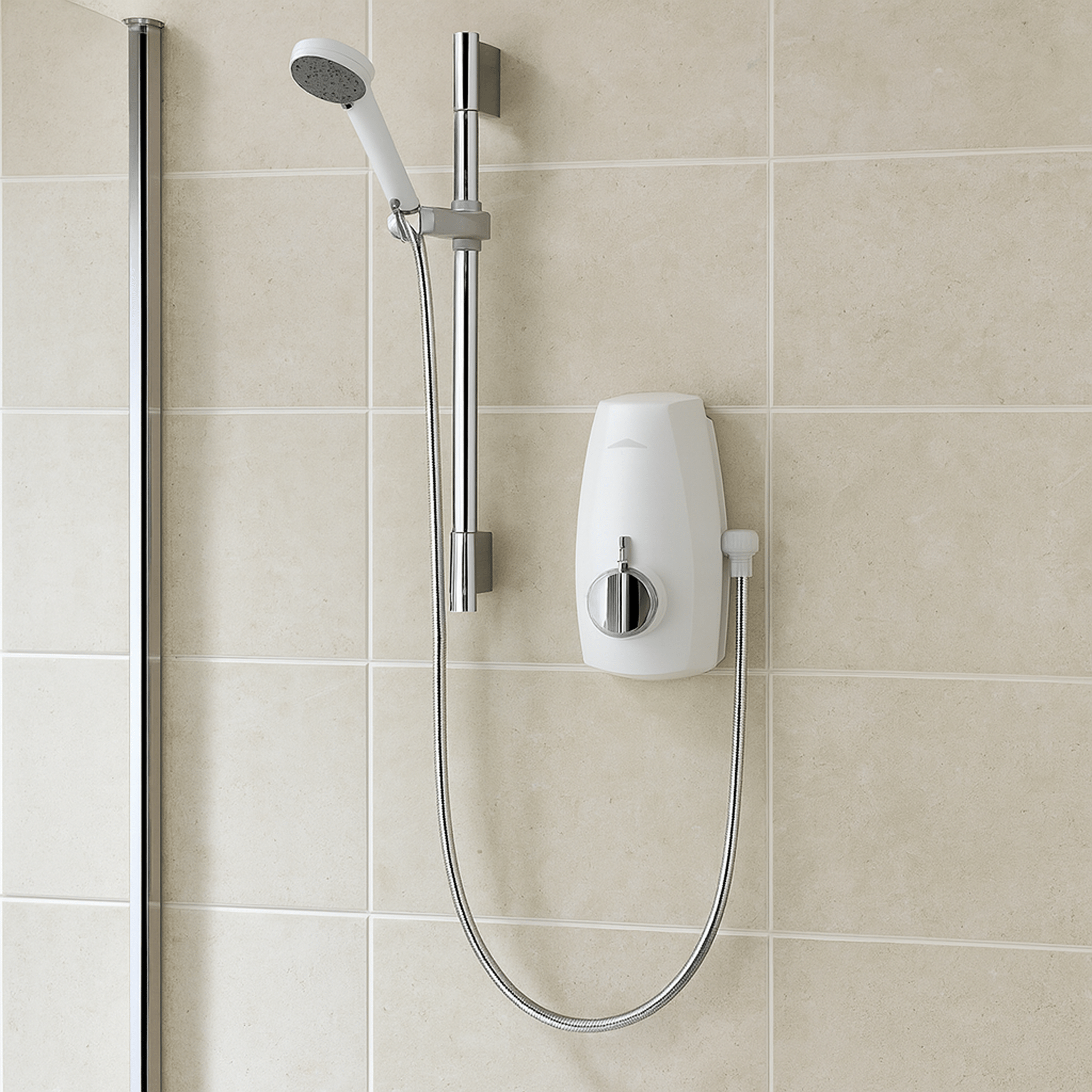 Aqualisa Aquastream Power Shower with Adjustable Head - White