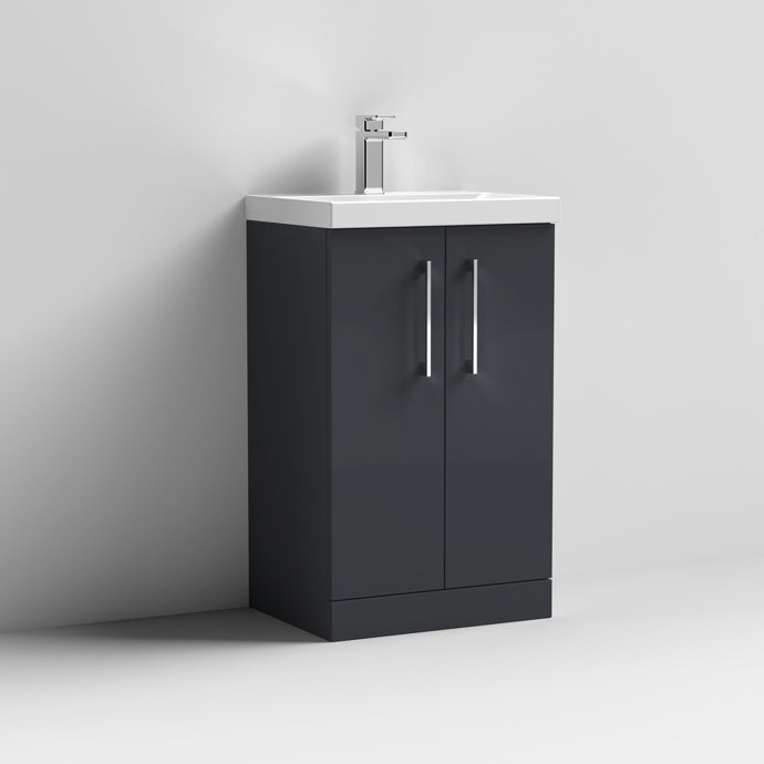 Nuie - Arno 500mm Floor Standing Vanity Unit with Basin - Soft Black
