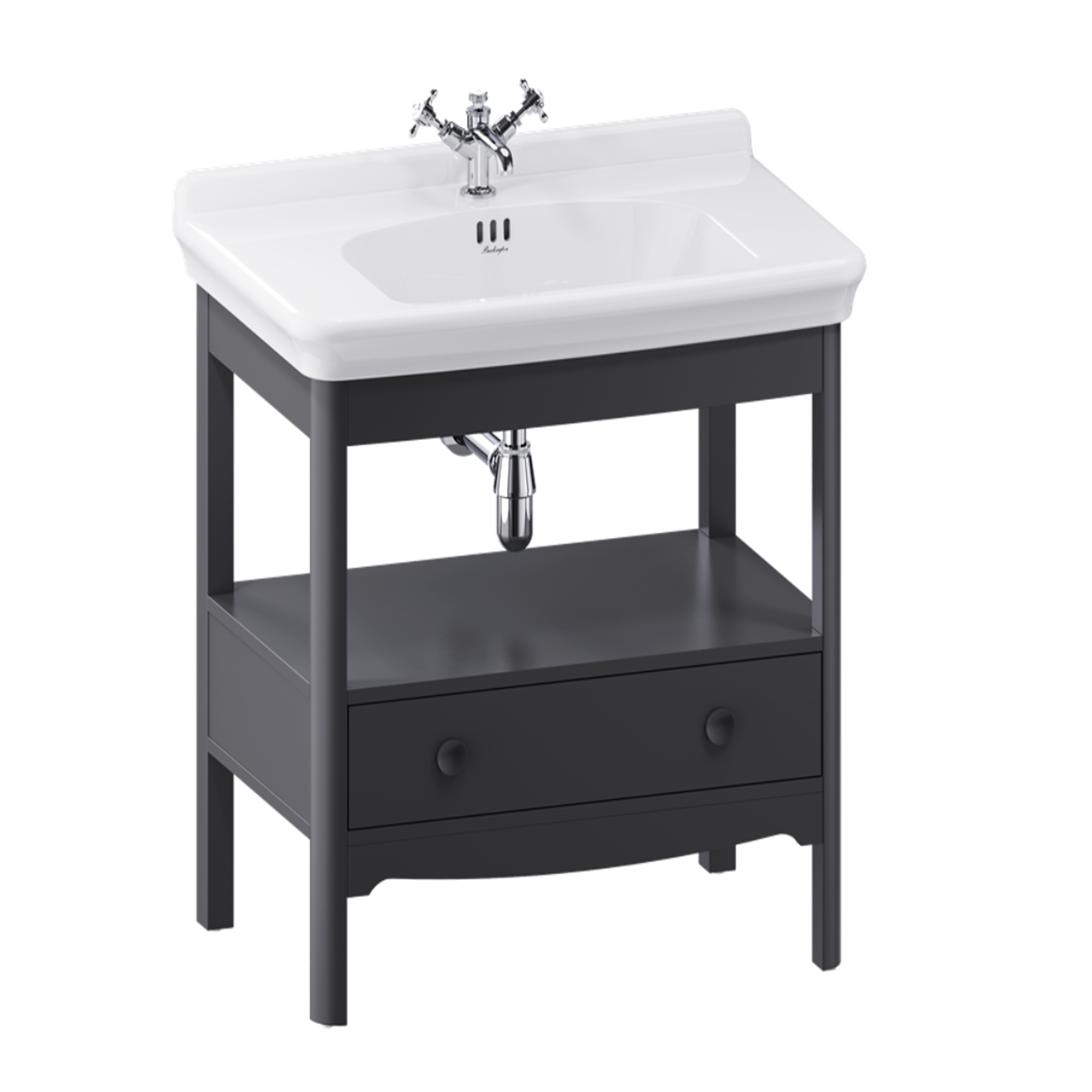 Burlington - Guild 850mm Floor Standing Furniture Unit and Wash Basin - Varley White