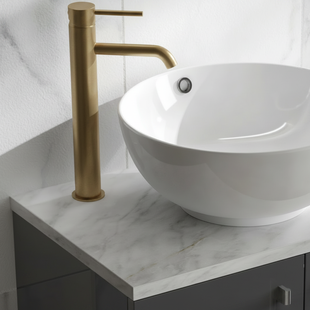 Atlas Tall Basin Mixer - Brushed Brass 1:1