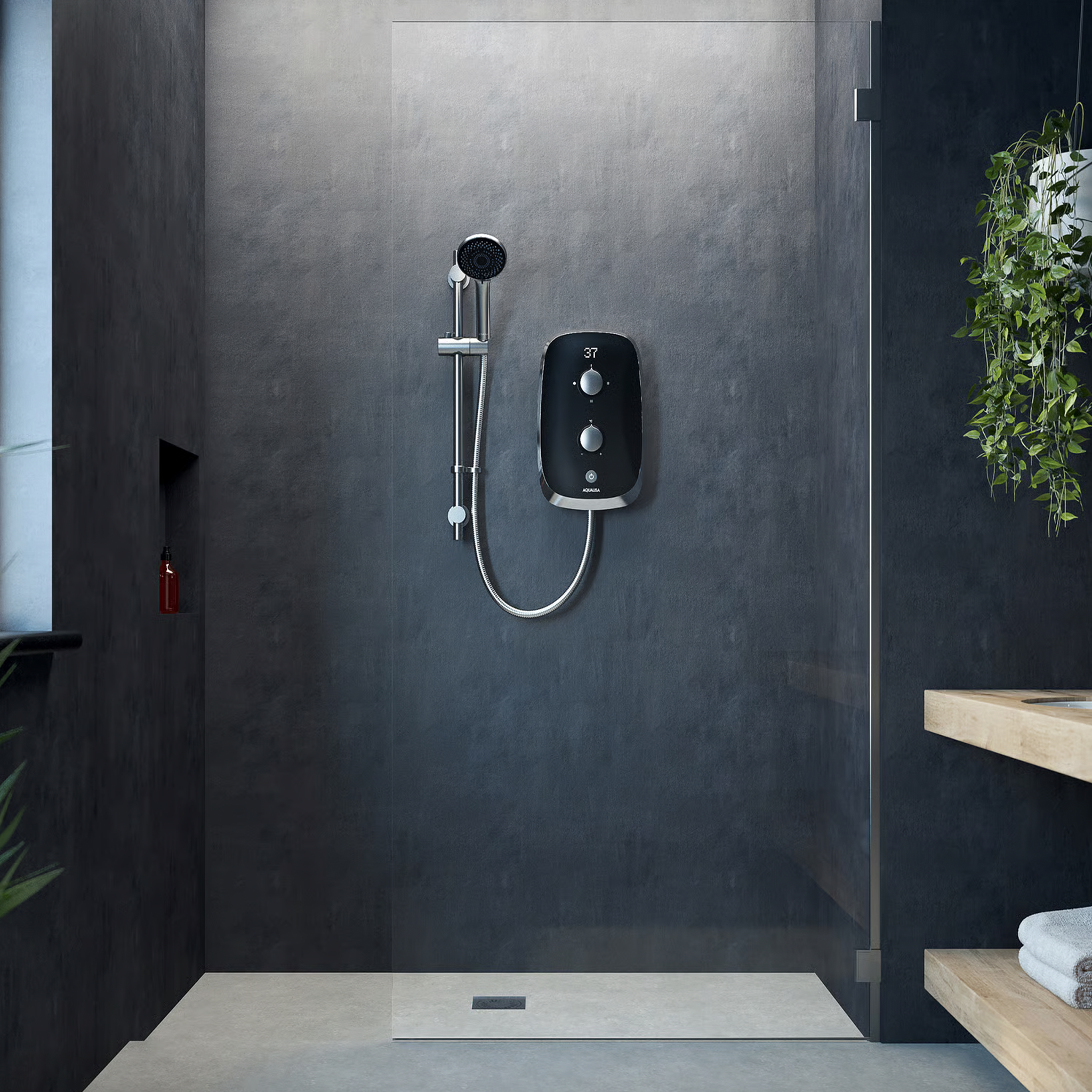 Aqualisa - eVOLVE Electric 10.5kW - Black/Satin Silver