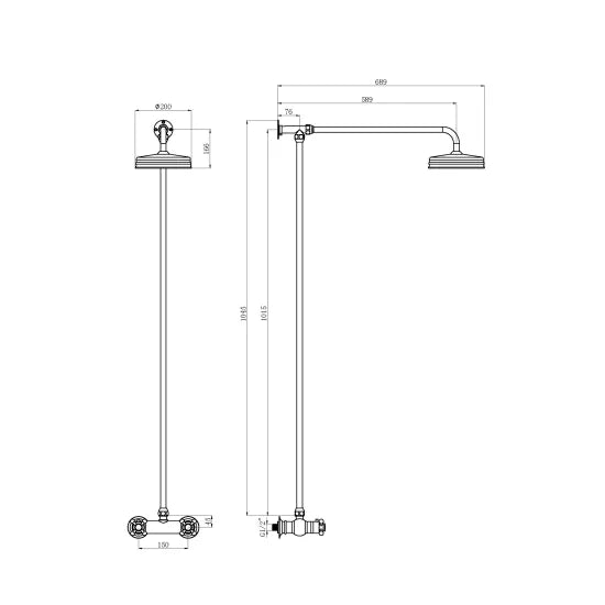 Bayswater Traditional Shower Valve & Kit Brushed Brass