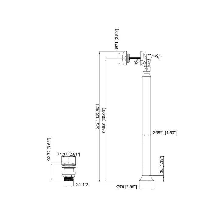 BC Designs Floor Mounted Push Down Freestanding Bath Waste