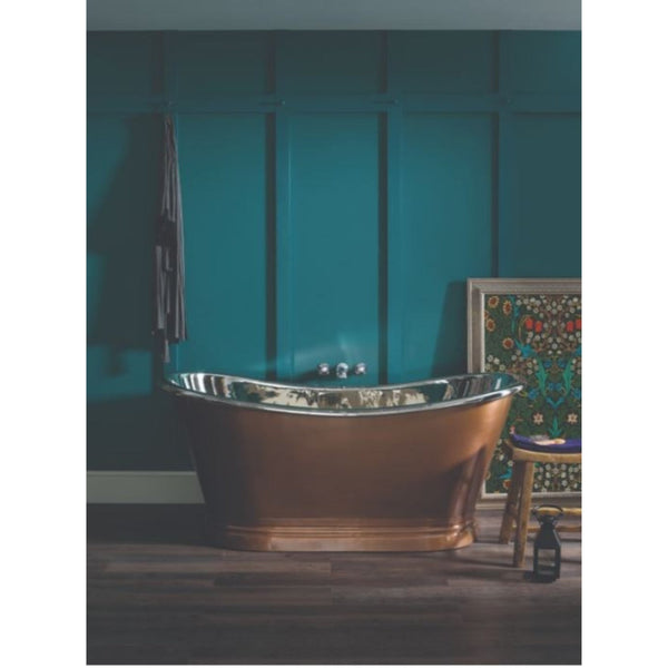 BC Designs Freestanding Traditional Boat Bath and Nickel Inner 1500mm, Antique Copper/Nickel