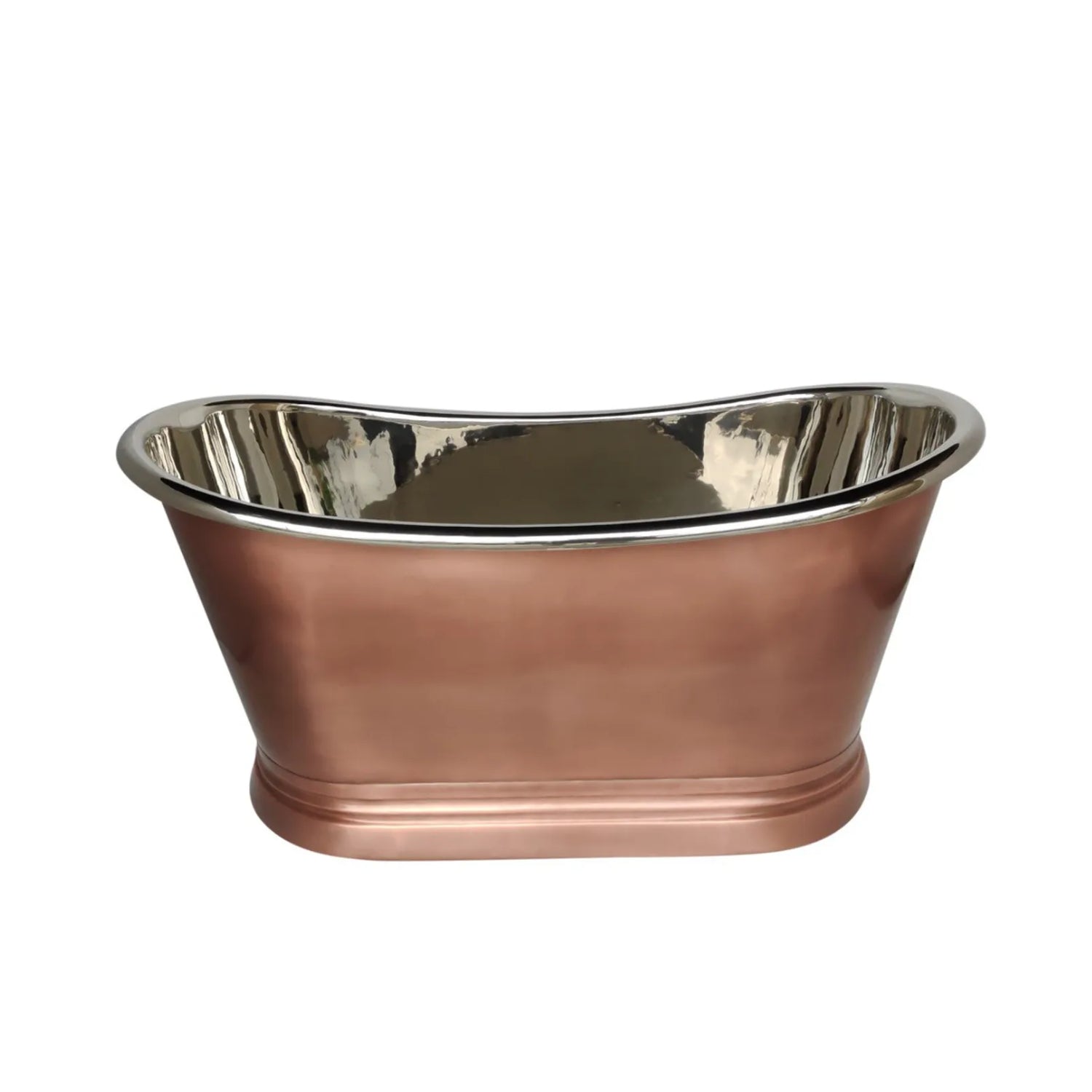 BC Designs Freestanding Traditional Boat Bath and Nickel Inner 1500mm, Antique Copper/Nickel