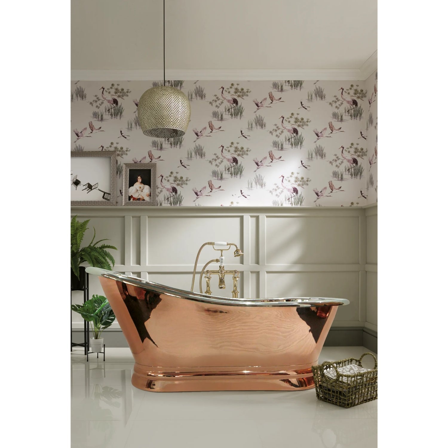 BC Designs Freestanding Traditional Slipper Bath - 1700mm L x 785mm W, Copper/Nickel