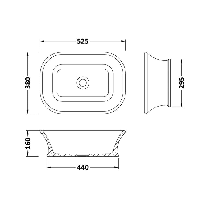 BC Designs Magnus/Senator Cian Solid Surface Countertop Basin - 525mm H x 380mm W