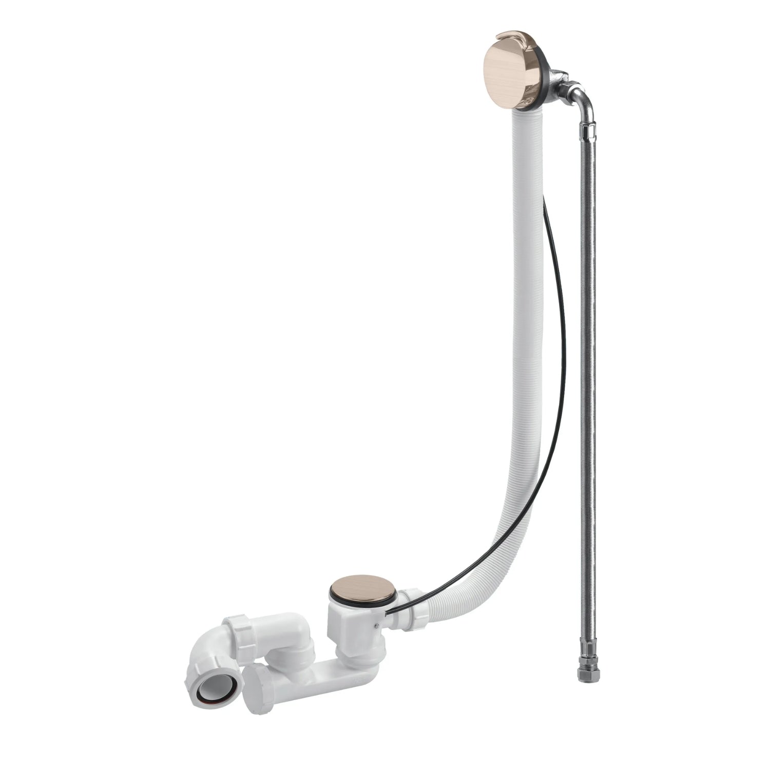BC Designs Overflow Brass Bath Filler with Trap and Push Down Waste