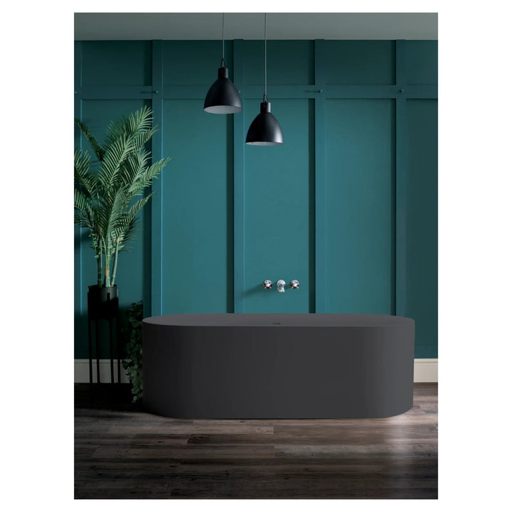BC Designs Portman Cian Solid Surface Oval Double Ended Freestanding Bath - 1640mm L x 750mm W