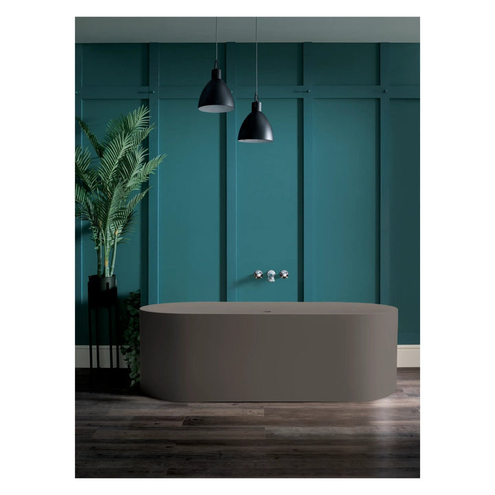 BC Designs Portman Cian Solid Surface Oval Double Ended Freestanding Bath - 1640mm L x 750mm W