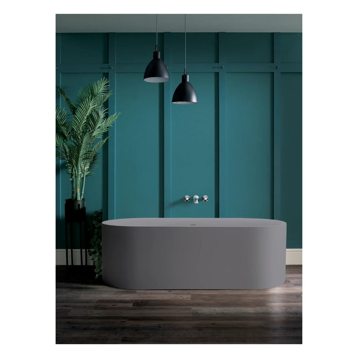 BC Designs Portman Cian Solid Surface Oval Double Ended Freestanding Bath - 1640mm L x 750mm W
